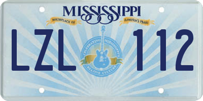 MS license plate LZL112
