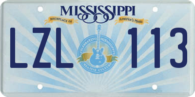 MS license plate LZL113