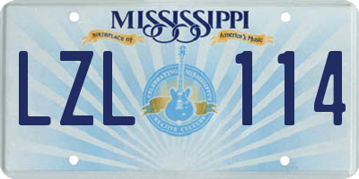 MS license plate LZL114