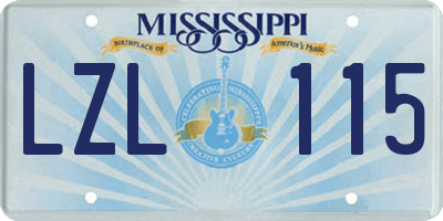 MS license plate LZL115