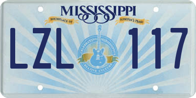 MS license plate LZL117