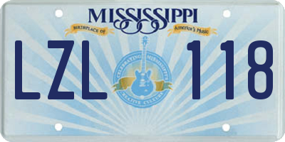 MS license plate LZL118