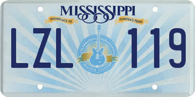 MS license plate LZL119
