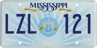 MS license plate LZL121