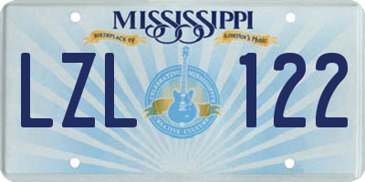 MS license plate LZL122