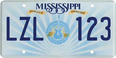 MS license plate LZL123