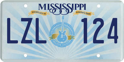 MS license plate LZL124