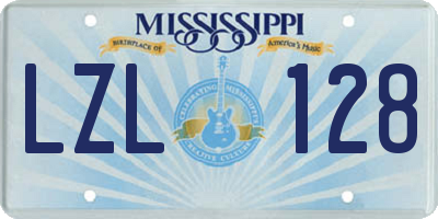MS license plate LZL128