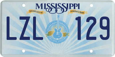MS license plate LZL129