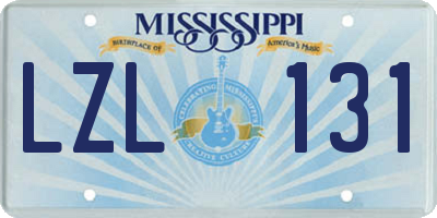 MS license plate LZL131