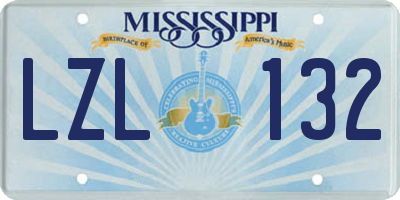 MS license plate LZL132