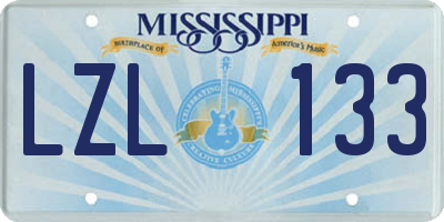 MS license plate LZL133