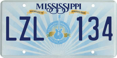 MS license plate LZL134