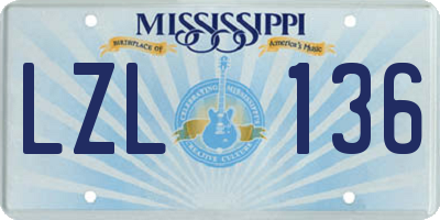 MS license plate LZL136