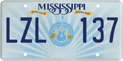 MS license plate LZL137