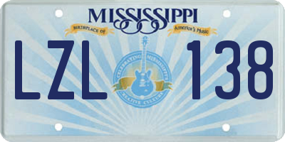 MS license plate LZL138