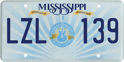 MS license plate LZL139
