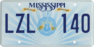 MS license plate LZL140