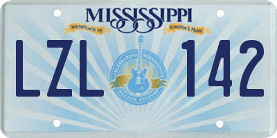 MS license plate LZL142