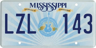 MS license plate LZL143