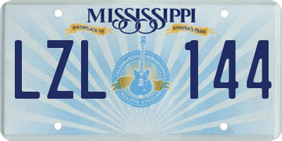 MS license plate LZL144