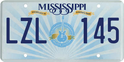MS license plate LZL145