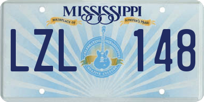 MS license plate LZL148