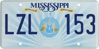 MS license plate LZL153