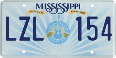 MS license plate LZL154