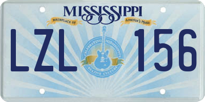 MS license plate LZL156