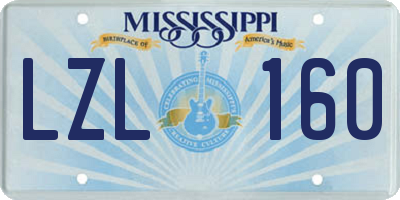 MS license plate LZL160