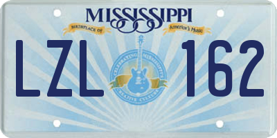 MS license plate LZL162
