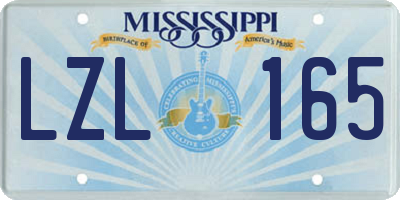 MS license plate LZL165