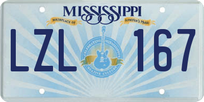 MS license plate LZL167