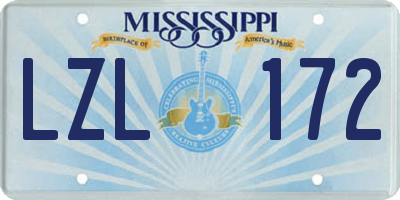 MS license plate LZL172