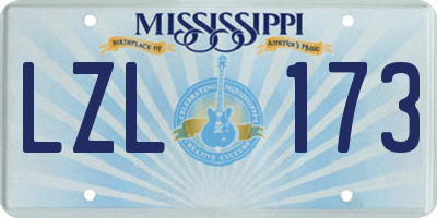 MS license plate LZL173