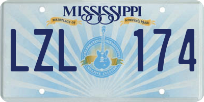 MS license plate LZL174