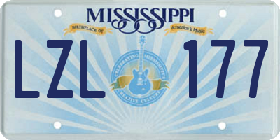 MS license plate LZL177