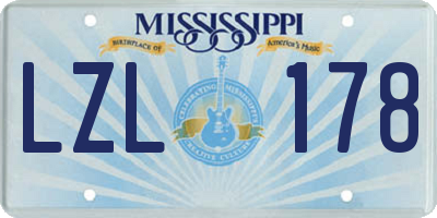 MS license plate LZL178