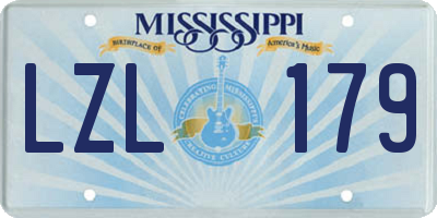 MS license plate LZL179