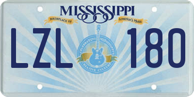 MS license plate LZL180