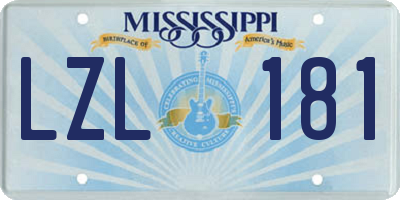 MS license plate LZL181