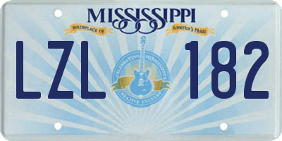 MS license plate LZL182