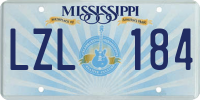 MS license plate LZL184