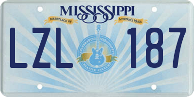 MS license plate LZL187