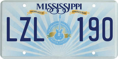 MS license plate LZL190
