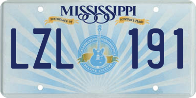MS license plate LZL191