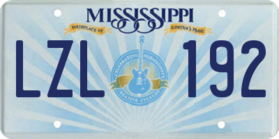 MS license plate LZL192