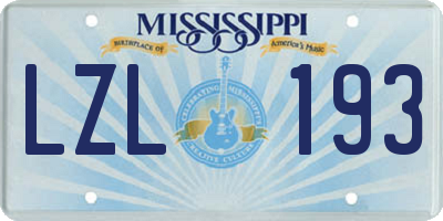MS license plate LZL193