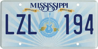 MS license plate LZL194